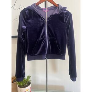 Deep Purple Velour Cropped Hoodie Size M